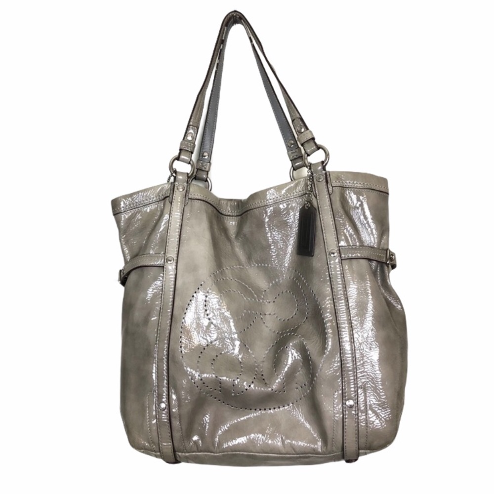 Coach Audrey patent Leather Bag Tote Taupe